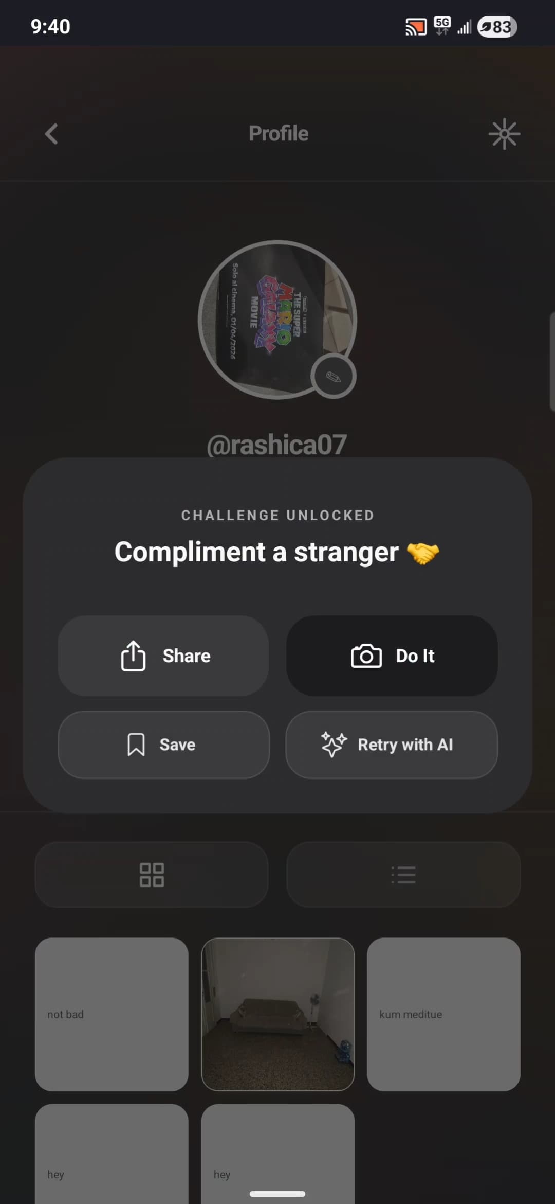 Challenge unlocked modal